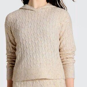 Auden Luxury Collection cashfeel cable knit hooded sweater Size S Small Flawless